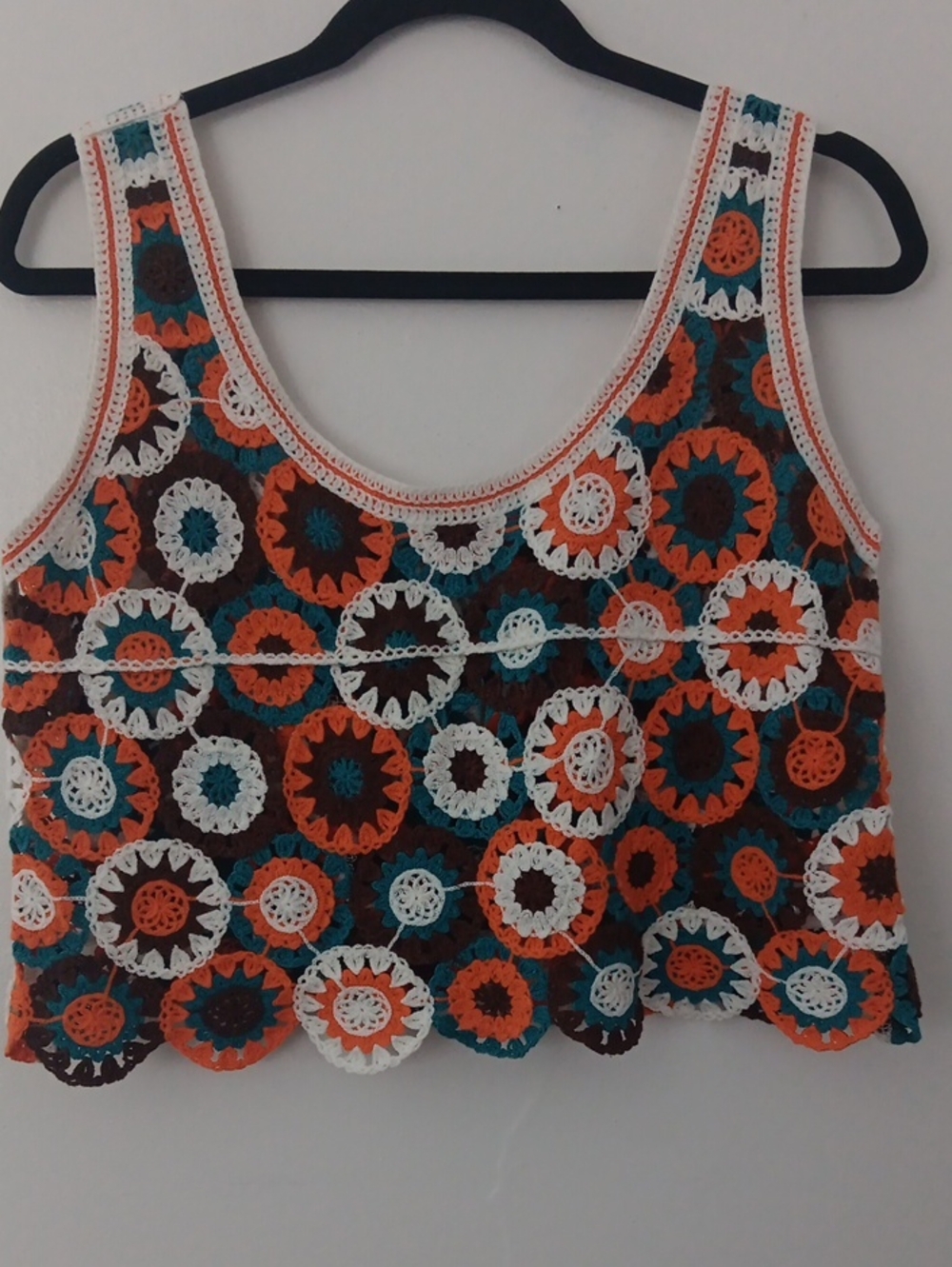 Crochet Circle Tank Top - Multicolor Crochet Crop Top